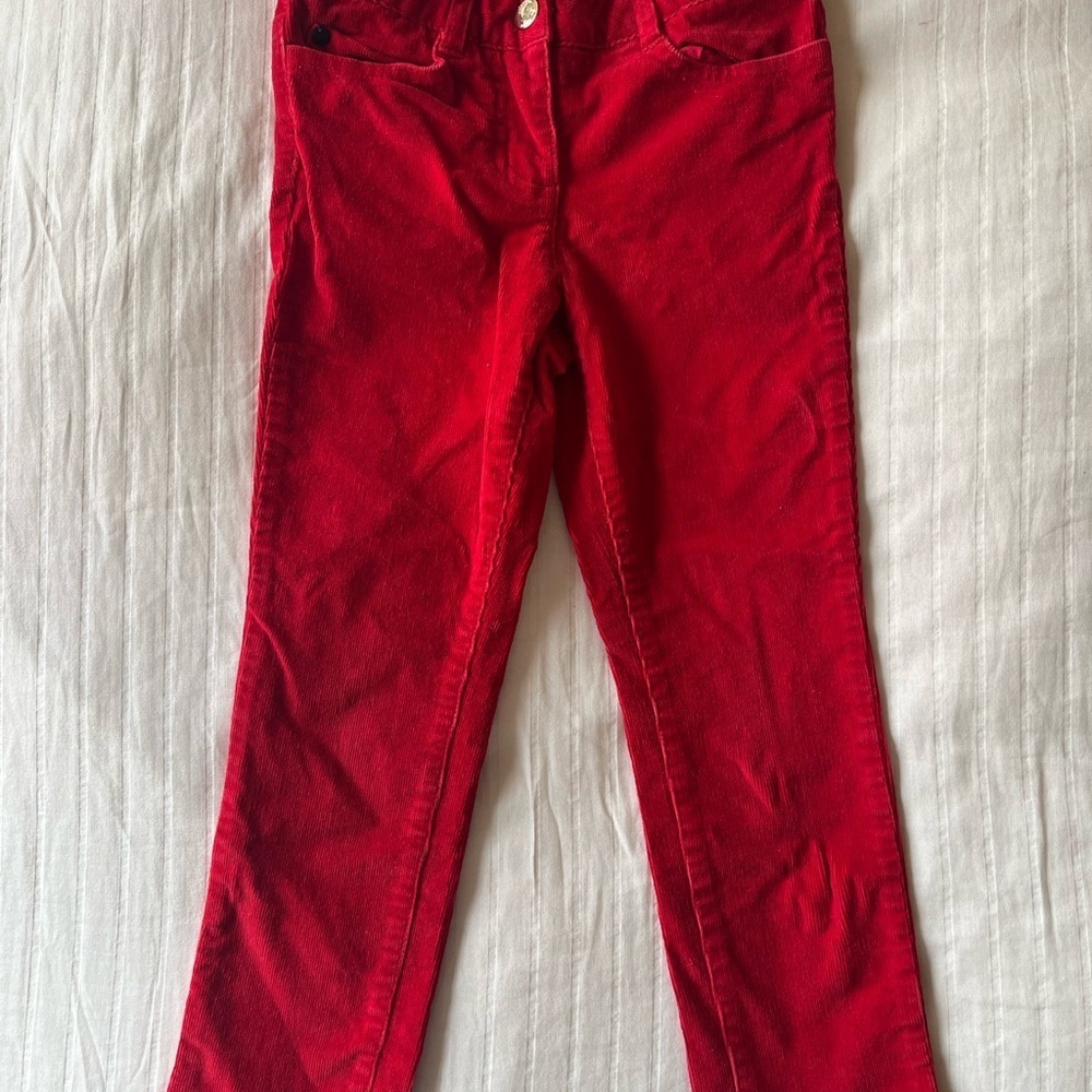 Jacadi Vibrant Red Corduroy Skinny Slim Fit Pants - Picture 2 of 5